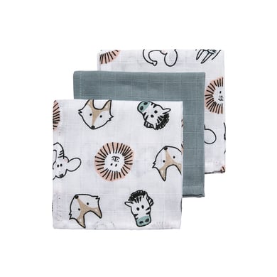 Meyco Bajsdukar 3-pack Djur/ Stone Green 30 x 30 cm