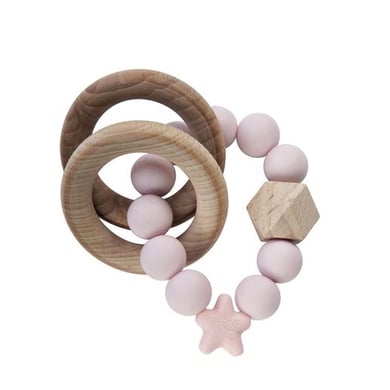 Nibbling Anillo de dentición y sonajero STELLAR Baby Pink