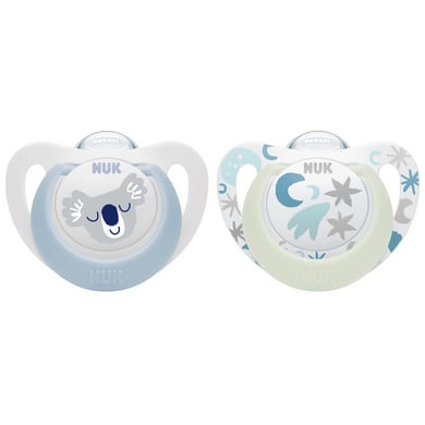 NUK Sterrendag en Night fopspeen, maat 1 in blauw/wit