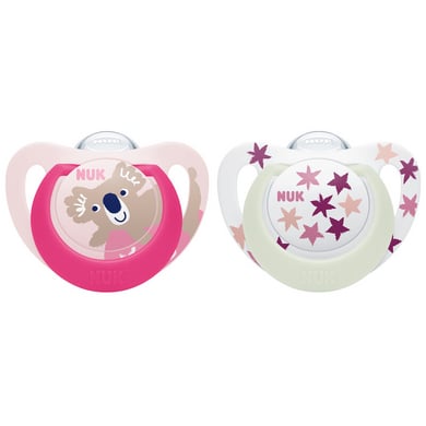 NUK Sterrendag en Night fopspeen, maat 2 in roze/roze