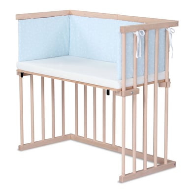 Dreamgood Co-sleeper Beuken naturel / Matras Prime / Nest, hemelsblauw stippen wit