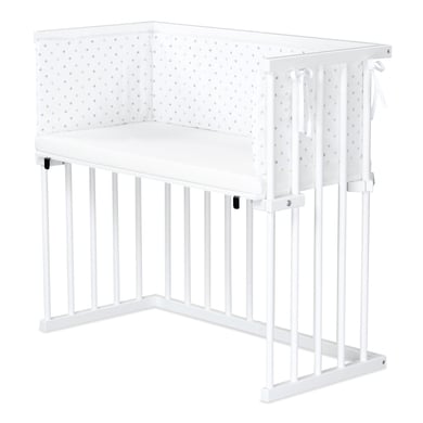 Dreamgood Co-sleeper beuken wit gelakt / Matras Prime Air / Nest, off- white Sterrenmix caramel/platinum