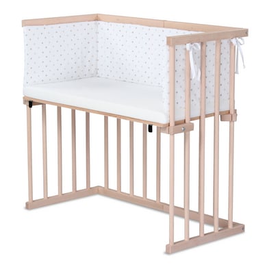 Dreamgood Co-sleeper naturel beuken / Matras Prime Air / Nest, off- white Sterrenmix caramel/platina