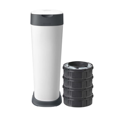 Tommee Tippee Contenedor de pañales blanco Twist & Click Sangenic XL con 4 casettes Greenfilm antibacteriano blanco