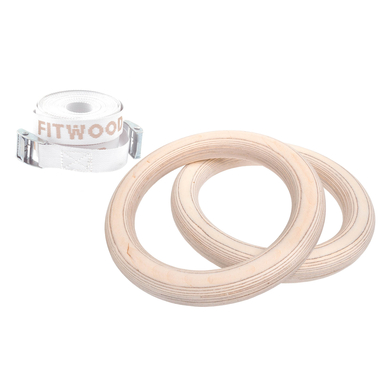 Fitwood ULPU MINI gymnastikringar, björk - vita remmar