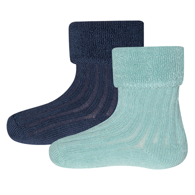 Ewers Baby strumpor 4-pack struktur turkos/blå
