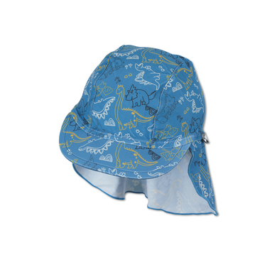 Sterntaler Gorra de visera con protector de cuello Dino azul