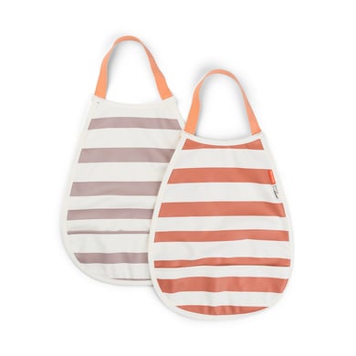 Done by Deer ™ Pull-over bib 2-pack Stripes Papaya / rosa