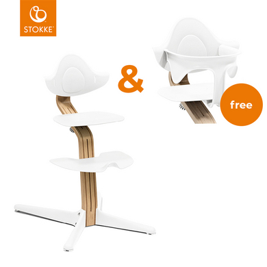 STOKKE® Nomi® Matstol ek/vit + gratis babyset vit