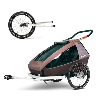 Image of CROOZER Rimorchio bici e passeggino 2 in 1 Kid Vaaya 2 Blossom rosso, incl. Set Jogger059