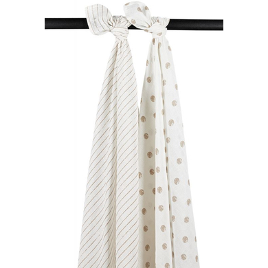 MEYCO Muslin binda 2-pack Dot Stripe Sand