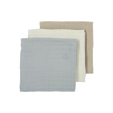 Image of MEYCO Musslin pannolini in mussola confezione da 3 pezzi Uni Off bianco / Light Grigio/ Sand059