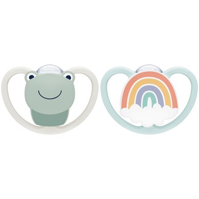 NUK Soother Space silicone maat 1, kikker/regenboog