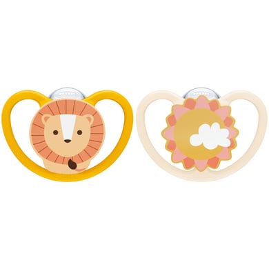 NUK Soother Space silicone maat 2, leeuw/zon