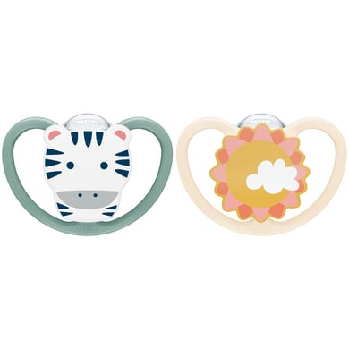 NUK Soother Space silicone maat 2, zebra/zon