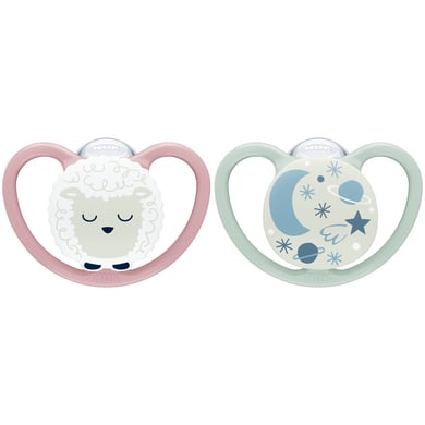 NUK Nachtpon Space Night silicone maat 2, schaap/nachthemel