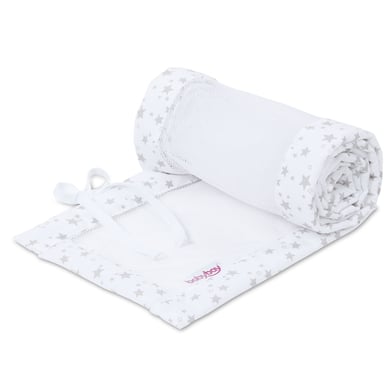 babybay® nest mesh piqué lämplig för modell Boxspring XXL vita stjärnor pärlgrå