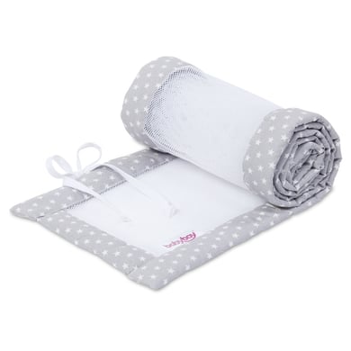 Image of babybay Comfort Comfort Nido a rete adatto ai modelli Maxi, Boxspring e Plus, grigio chiaro stelle bianche059