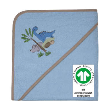 WÖRNER Toalla de baño con capucha Dinos azul 100 x 100 cm