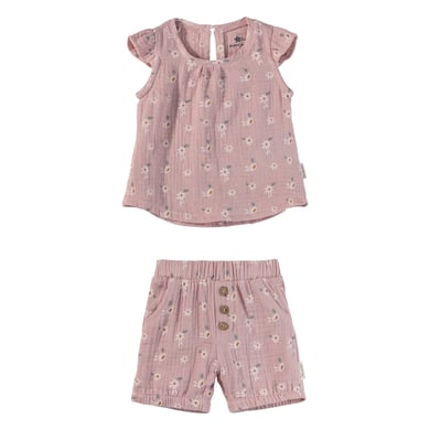 Sterntaler Set skjorta med byxor blommor sammet rosa