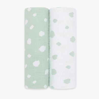 emma & noah muslinblöjor set om 2 prickar mint