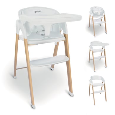 babyGO white Barnstol Levels träoptik