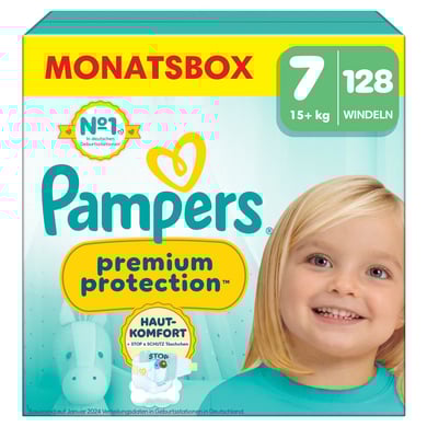 Image of Pampers Pannolini Premium Protection , taglia 7 Extra Large , 15kg+, confezione mensile (1x 128 pannolini)059