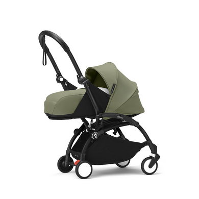 Stokke® Carrito de bebé YOYO³ chasis negro con capazo 0+ Olive