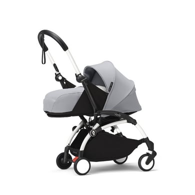 Stokke® Barnvagnschassi YOYO³ white inkl. 0+ färgklädsel med liggbas Stone