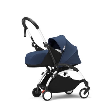 Stokke® Barnvagnschassi YOYO³ white inkl. 0+ färgklädsel med liggbas Air France Blue