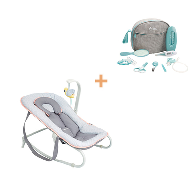 babymoov Graphic apricot Sdraietta per bambini con set di cura gratuito Smokey aqua