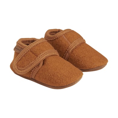 EN FANT Leather Baby ull tofflor brun