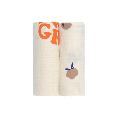 LÄSSIG Blanket nature Swaddle & Burp L 2 st Blossom
