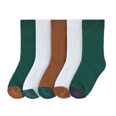 LÄSSIG Little Barnstrumpor 5-pack Gang grön vit karamell
