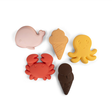 Set di 5 stampi per sabbia di silicone Filibabba - Peach Mix