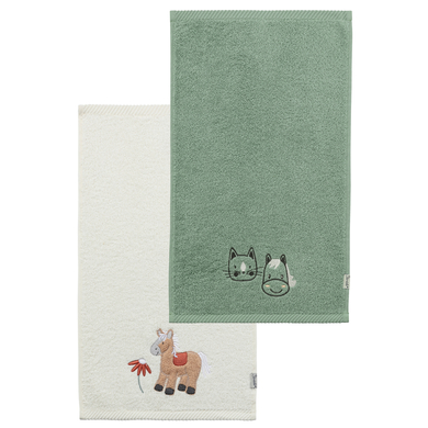 Sterntaler Barnhandduk dubbelvikt 50 x 30 cm farm stone green
