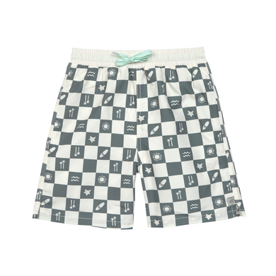 LÄSSIG Badbyxor för barn Check Pattern deep olive / sea salt