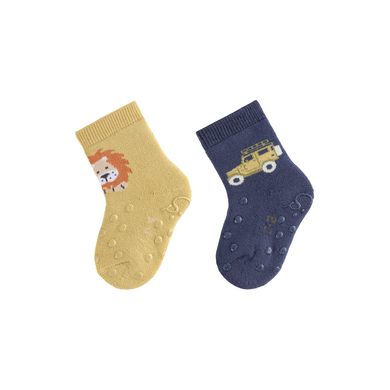 Sterntaler Calzini ABS per bambini in confezione doppia verde leone/jeep