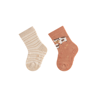 Sterntaler Calzini striscianti in ABS confezione doppia mucca/anellino beige