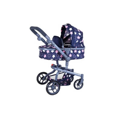 Image of knorr toys® Carrozzina per bambole Boonk combi, blu stella rosa059