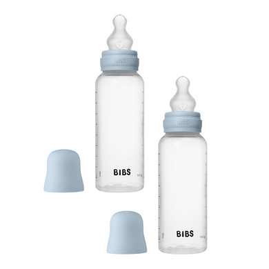 BIBS® Nappflaska 2x 270 ml silikon i babyblått