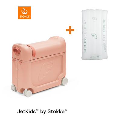 JETKIDS™ BY STOKKE® Pack da viaggio BedBox™ Coral Pink e materasso CloudSleeper™ bianco