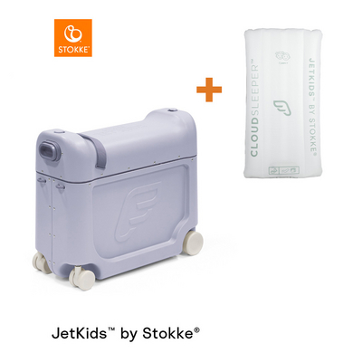 JETKIDS™ BY STOKKE® Pack da viaggio BedBox™ Arctic Blue e materasso CloudSleeper™ bianco