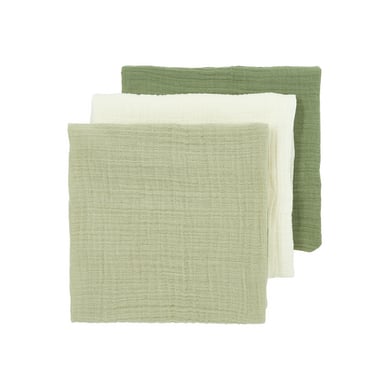 Meyco Baby Uni mousseline luiers 3-pack Naturel/Zacht Olive / Olive Green
