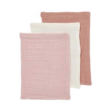 Meyco Baby Uni Washandjes 3 r Pack Zacht Roos/Roos/Naturel
