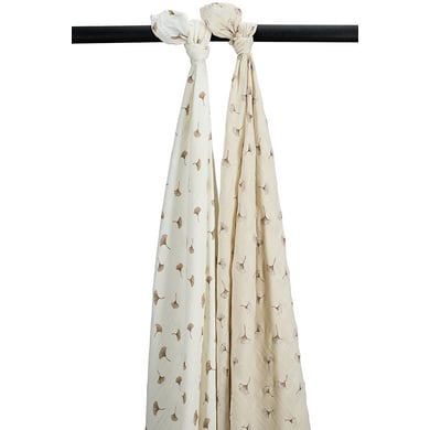 Meyco Baby Ginkgo Swaddle 2-pack OffWhite/SoftSand