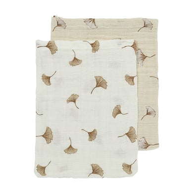 Meyco Baby Ginkgo washandjes 2-pack Uit White /Zacht Sand
