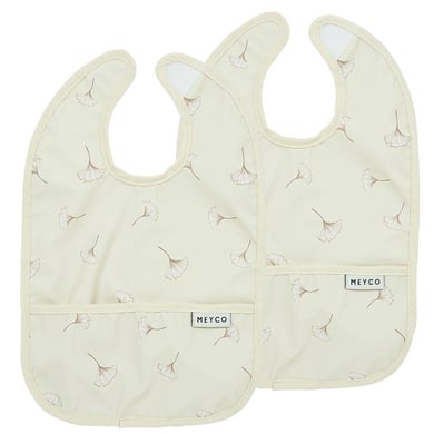 Meyco Baby Ginkgo slabbetje - set van 2 - Zacht Sand