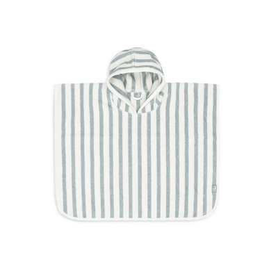 Poncho da bagno in spugna a righe - Sea Green - GOTS