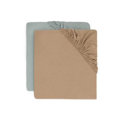 jollein Lenzuolo a pieghe in jersey 60x120cm - Sea Green /Biscuit
